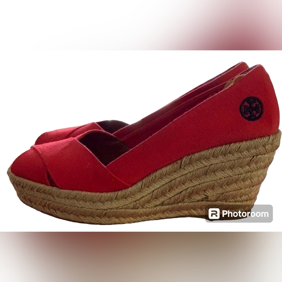 Red Women’s Tory Burch Filipa Espadrilles in good worn condition size 8B - Picture 2 of 12